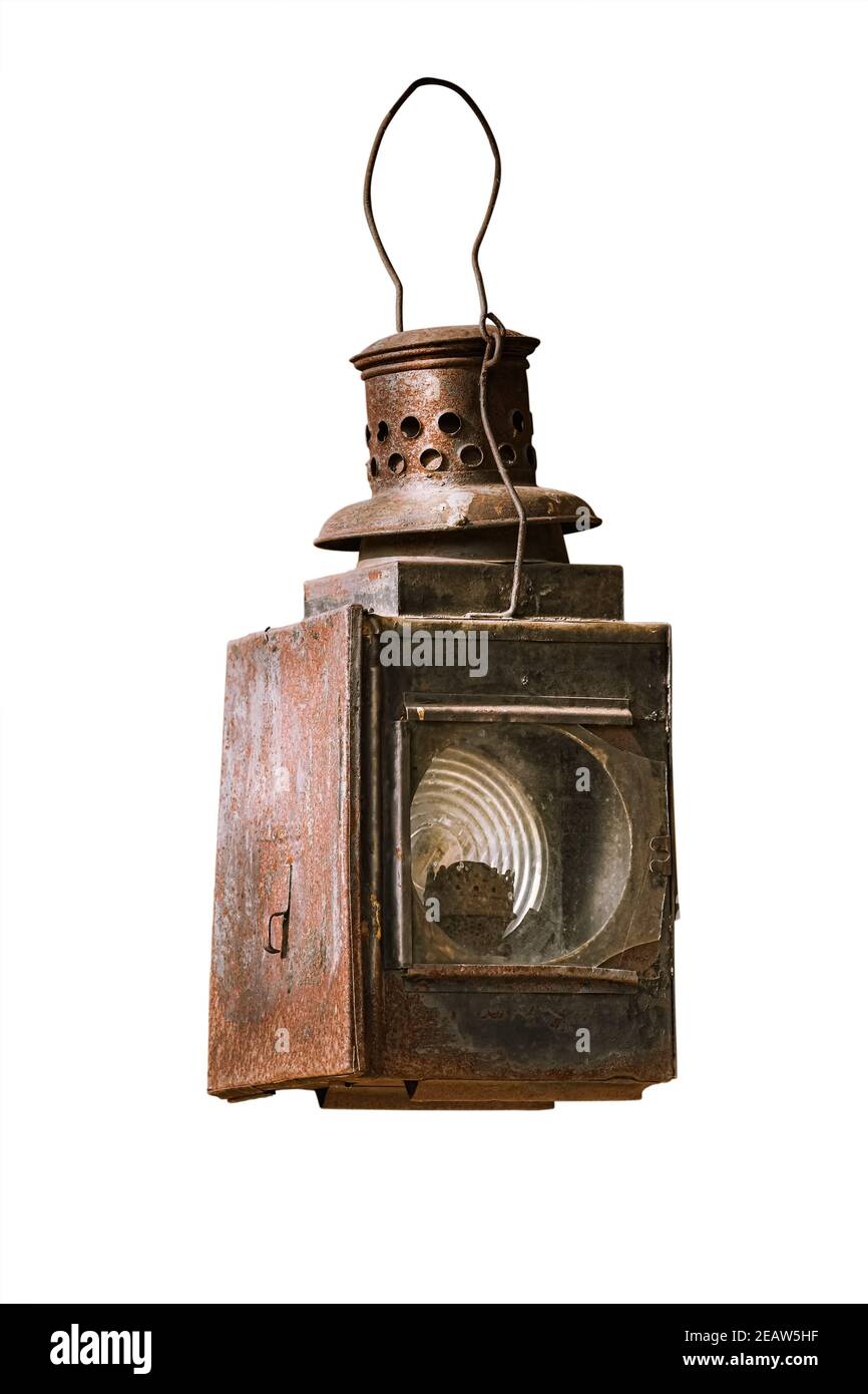 Old railway lantern Stock Photo