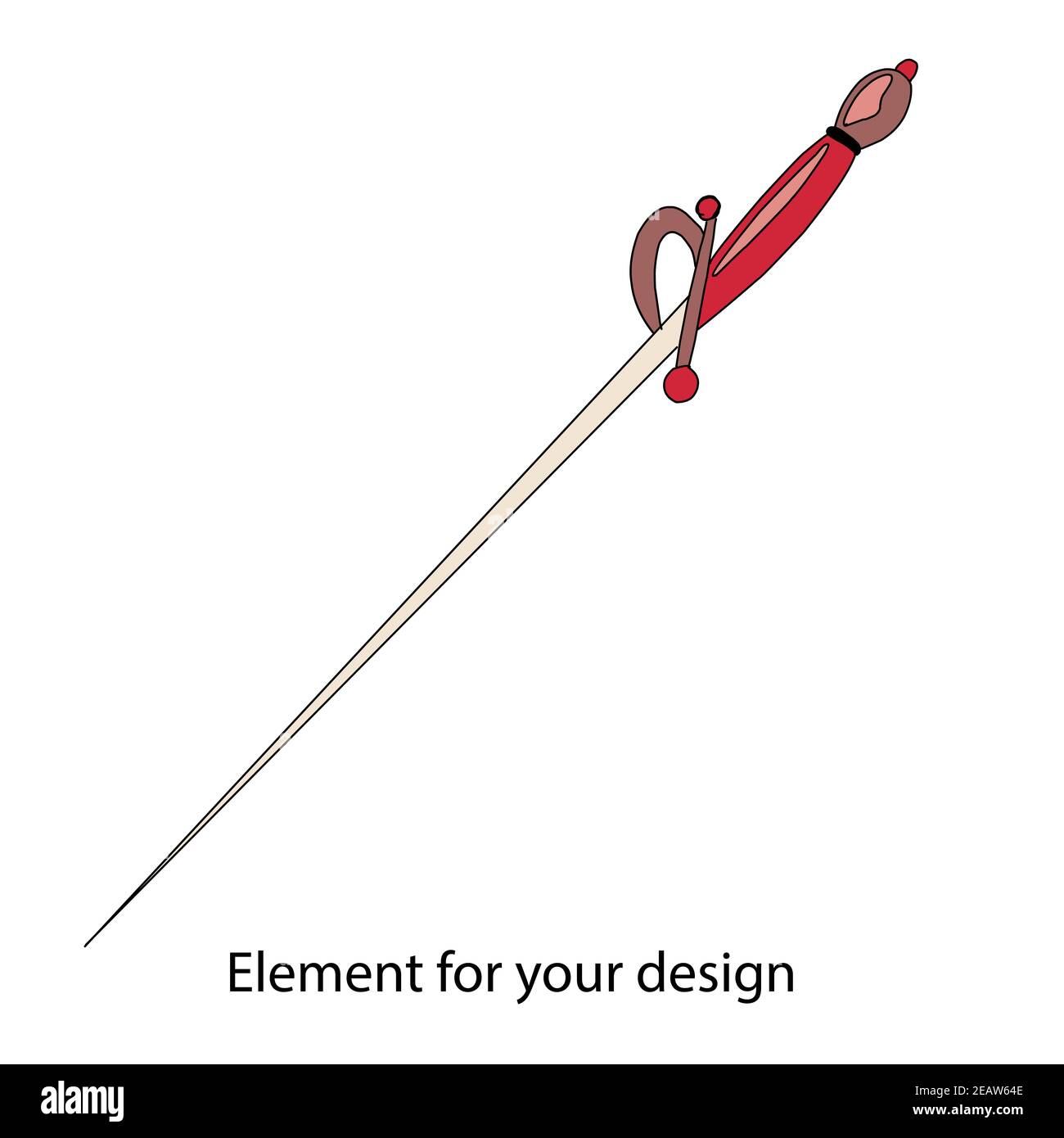 Small thin sword. needle. female sword. steel arms. Stock Photo