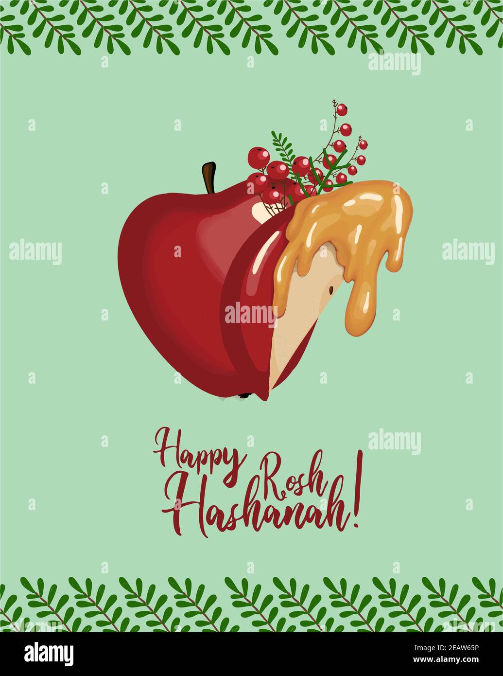 greeting card for the Jewish New Year. Harvest. Apples. Rosh Hashanah. Stock Photo