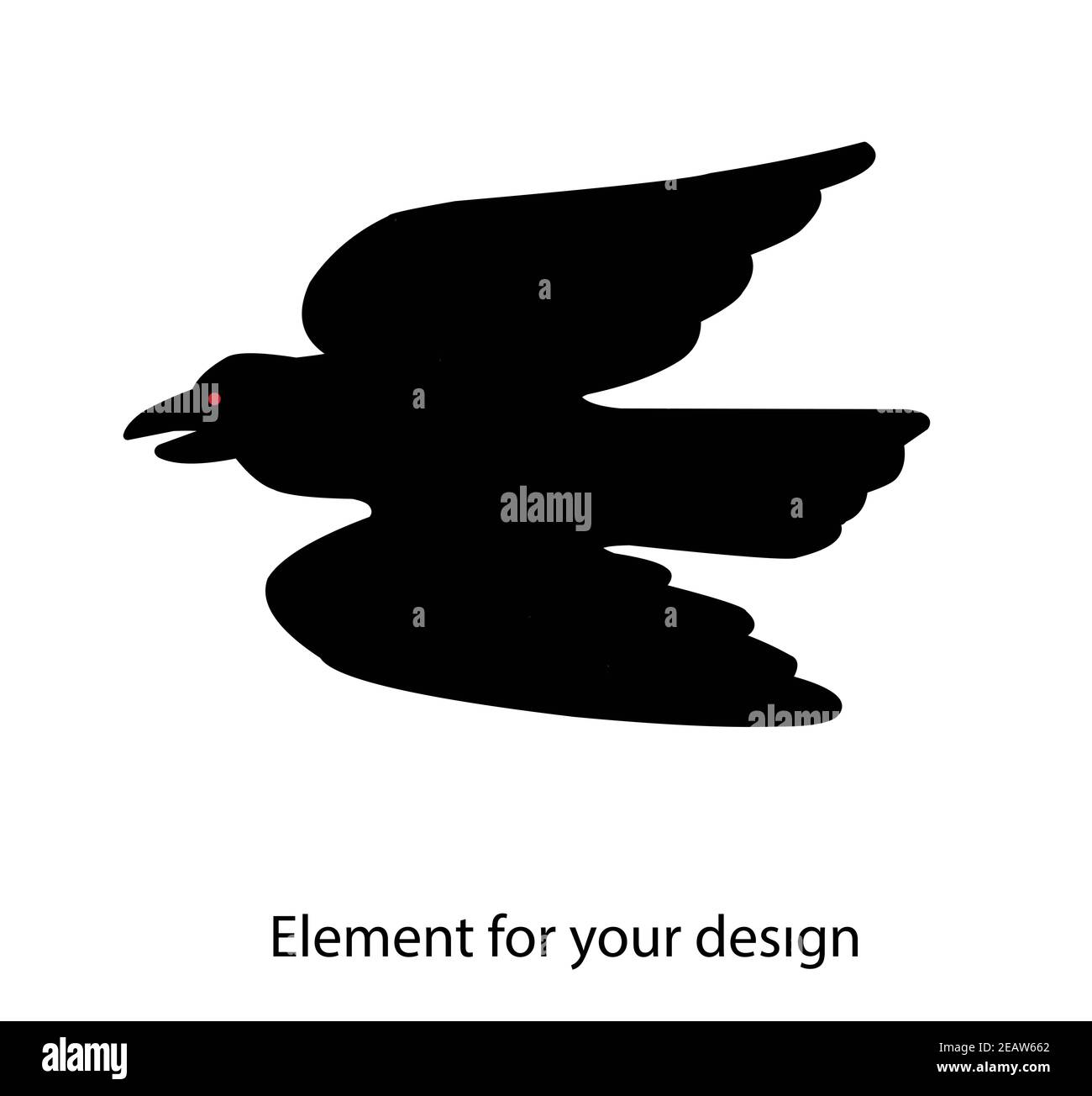 Black raven logo. isolated on white. Post crow. illustration Stock Photo