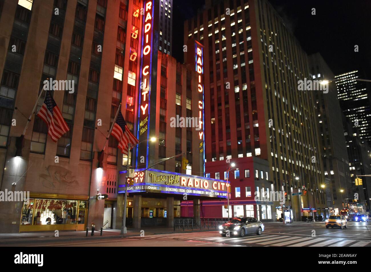 The iconic Radio City Music Hall sign at night Stock Photo - Alamy