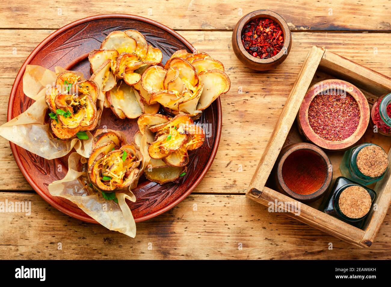 Baked potatoes in bacon Stock Photo - Alamy