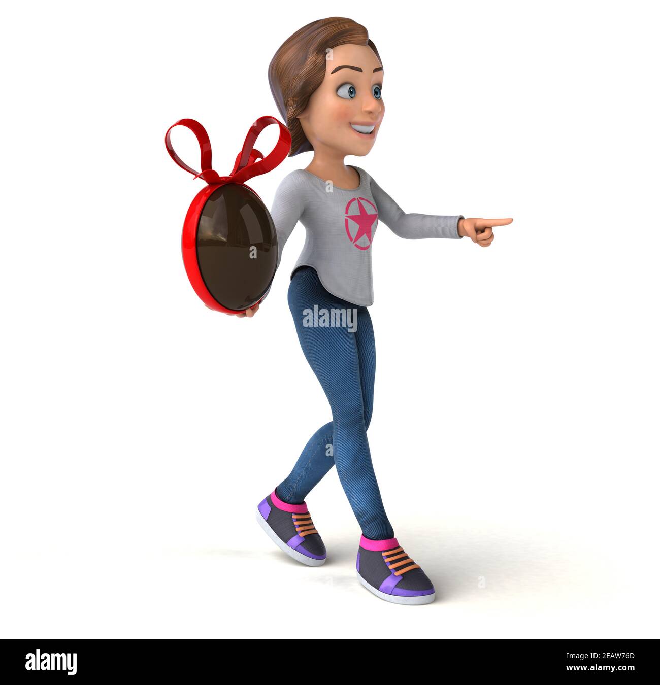 Fun 3D illustration of a cartoon teenage girl Stock Photo