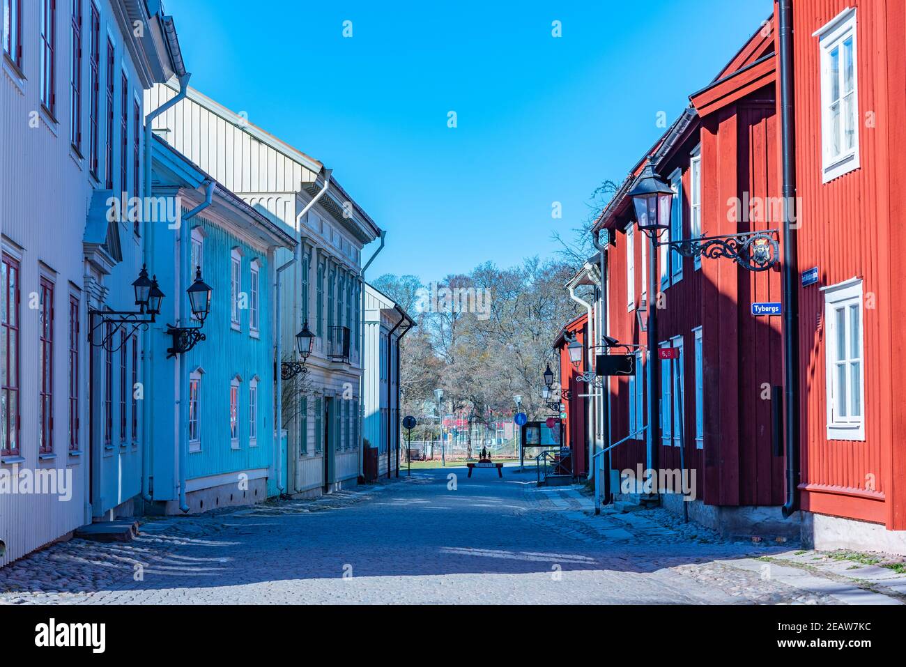 Beautiful old timber houses in Wadkoping historical quarter of Orebro