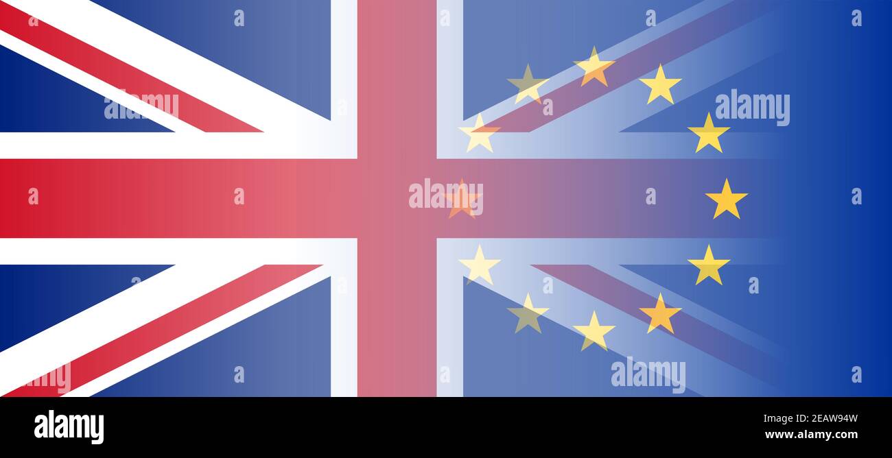 Flags of the UK and EU Stock Photo
