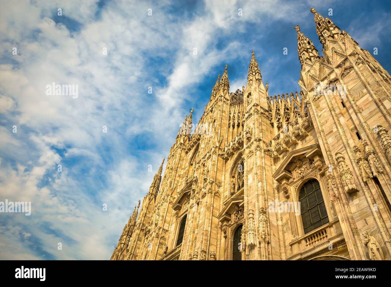 Milan Cathedral (Duomo di Milano) with blue sky and sunset light Stock Photo