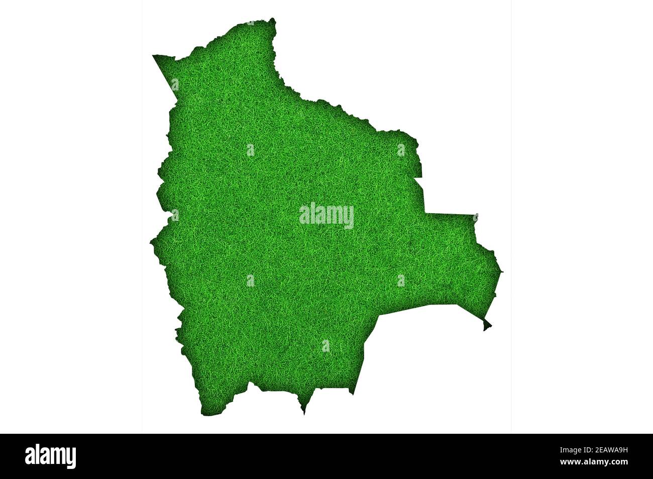 Map of Bolivia on green felt Stock Photo
