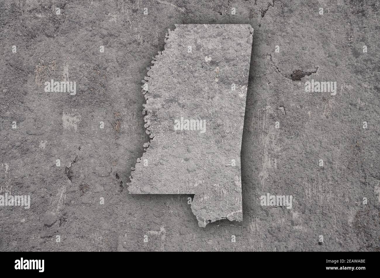 Map of Mississippi on weathered concrete Stock Photo