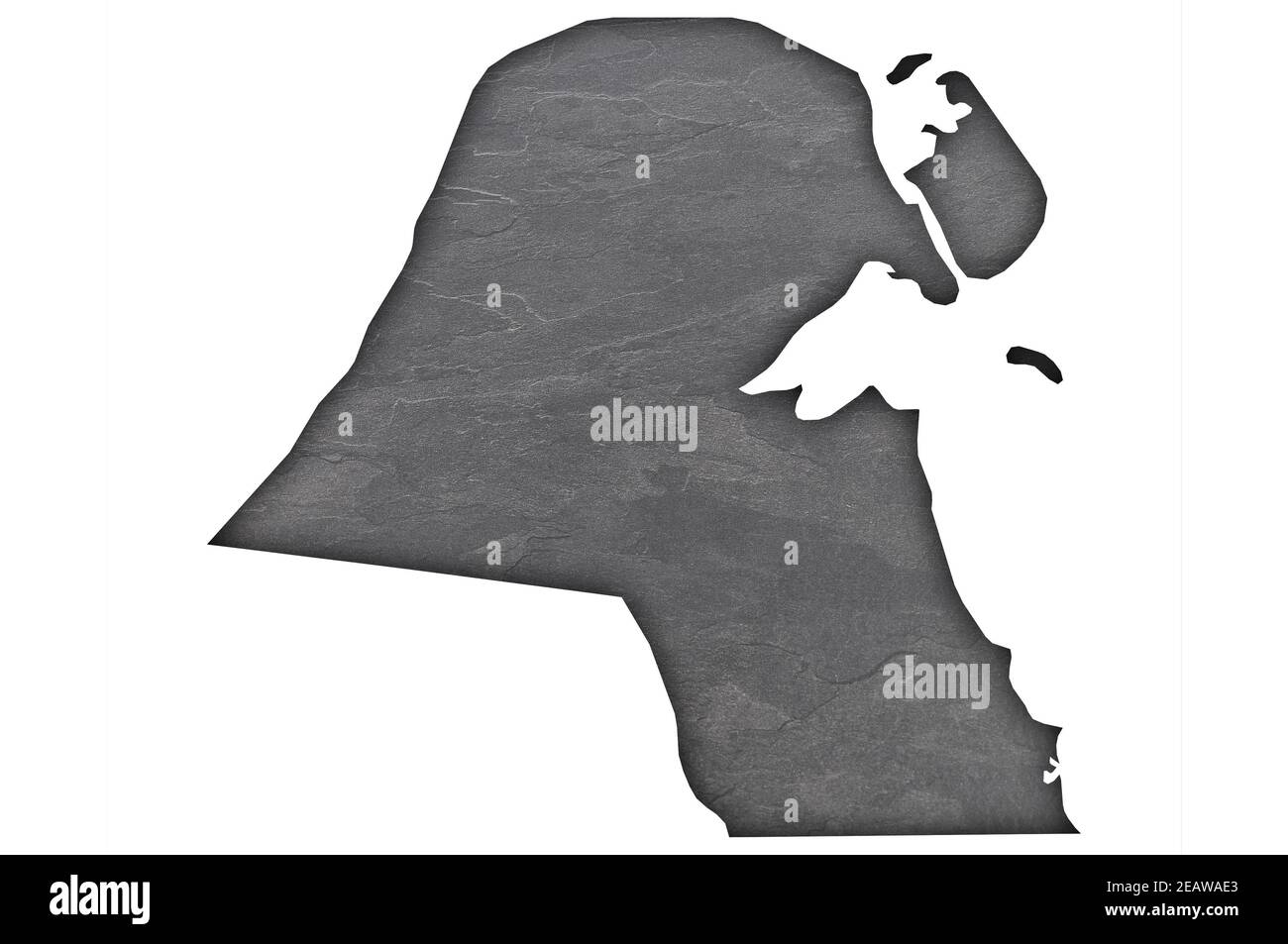 Map of Kuwait on dark slate Stock Photo