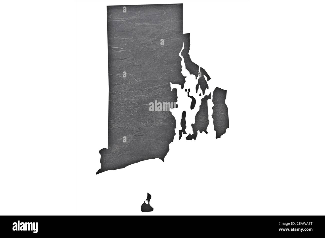 Map of Rhode Island on dark slate Stock Photo