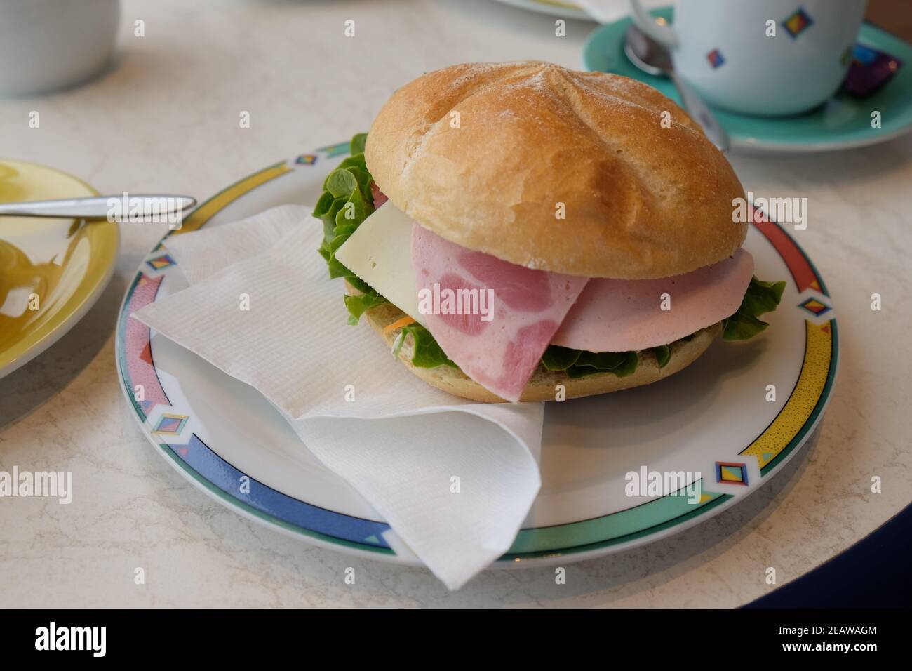 Ham sandwich with lettuce Stock Photo Alamy