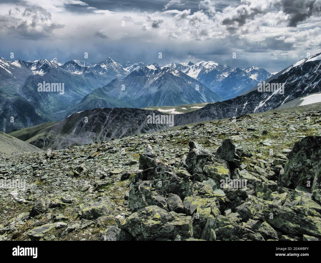 Nature is altai. Mountain landscape, forests and reservoirs of altai. Stock Photo