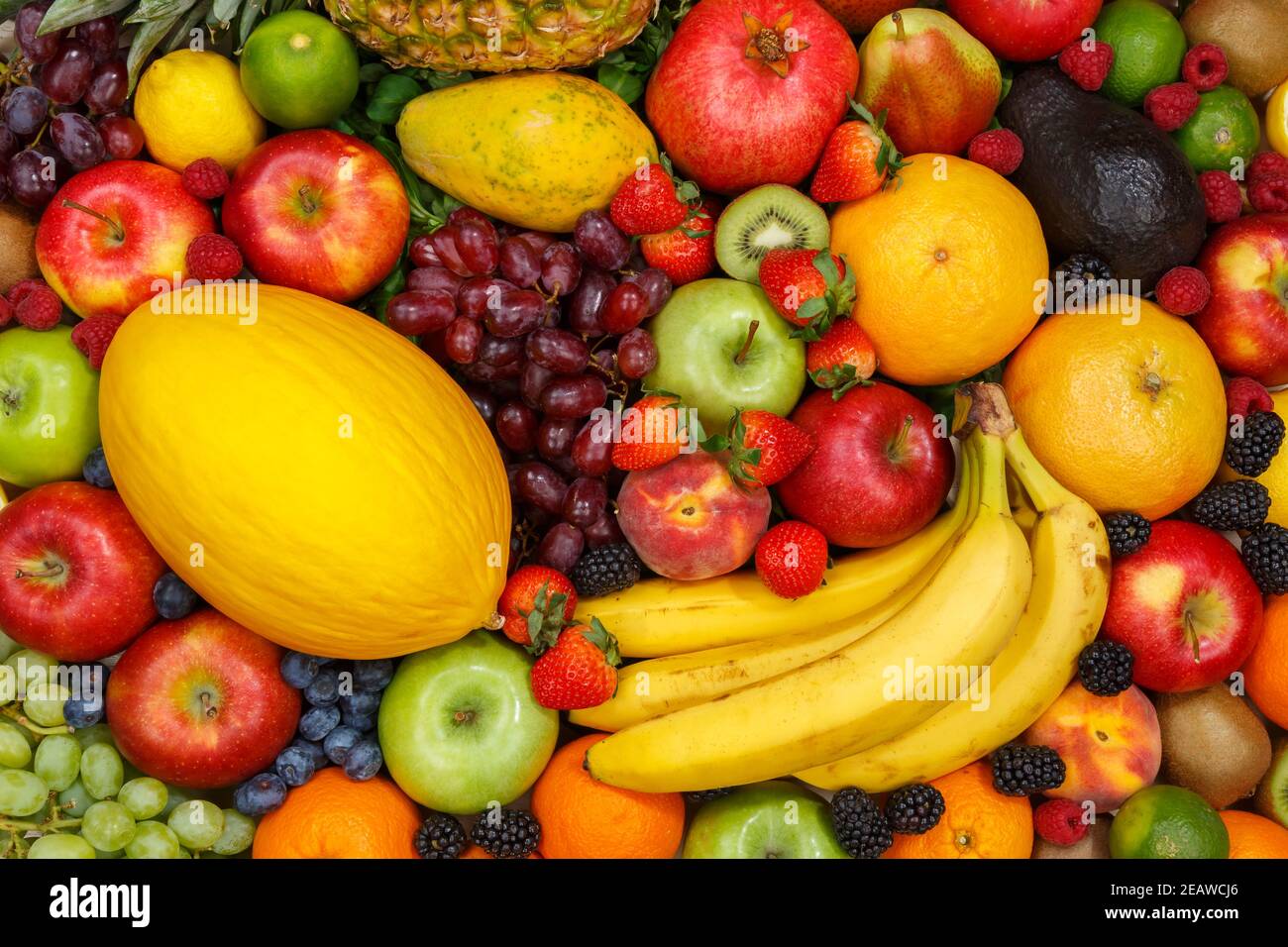 Food Background Fruits Collection Apples Berries Banana Oranges Fruit