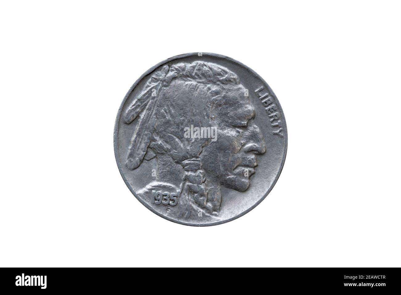 USA five cents Buffalo Indian Head nickel coin Stock Photo