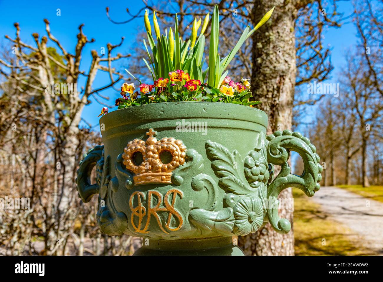 Royal flower pot in the Drottningholm Palace in Sweden Stock Photo