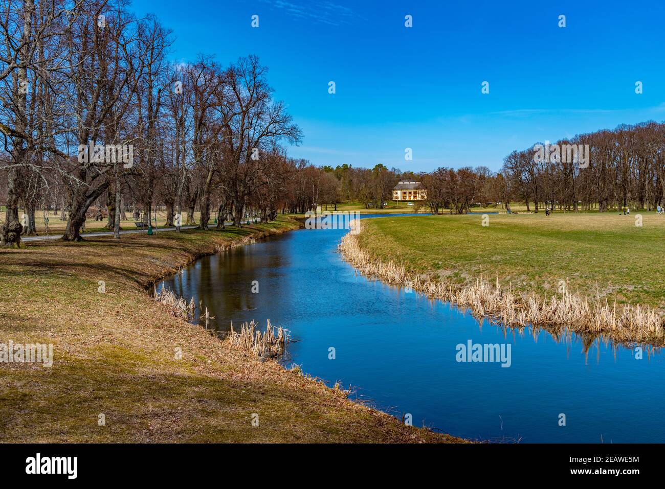 English park at grounds of Drottningholm Palace in Sweden Stock Photo ...