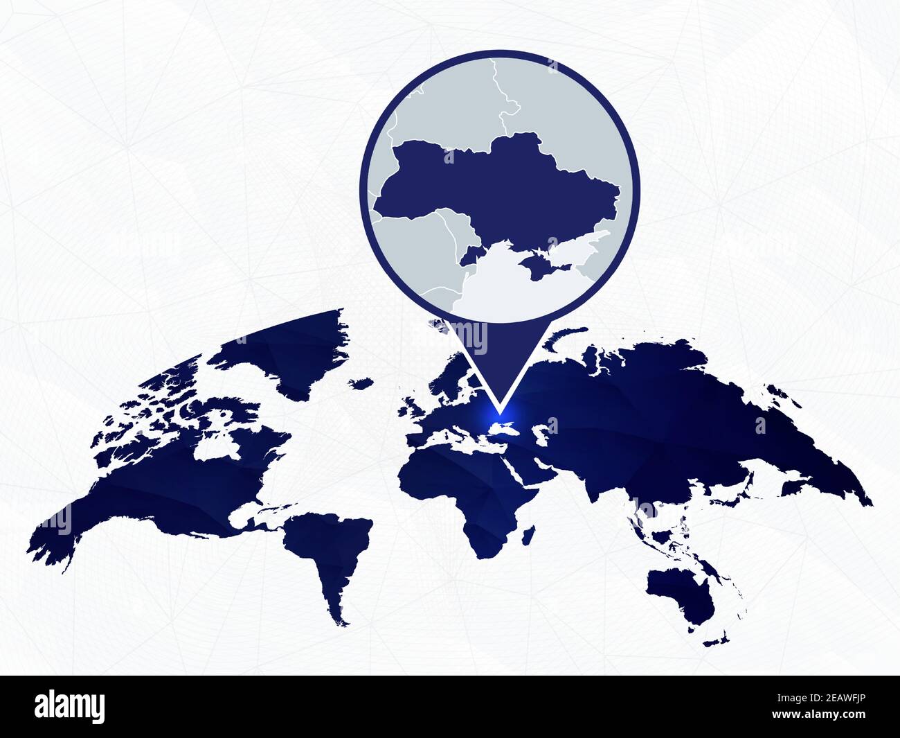 Ukraine Detailed Map Highlighted On Blue Rounded World Map Map Of Ukraine In Circle Stock Vector Image Art Alamy