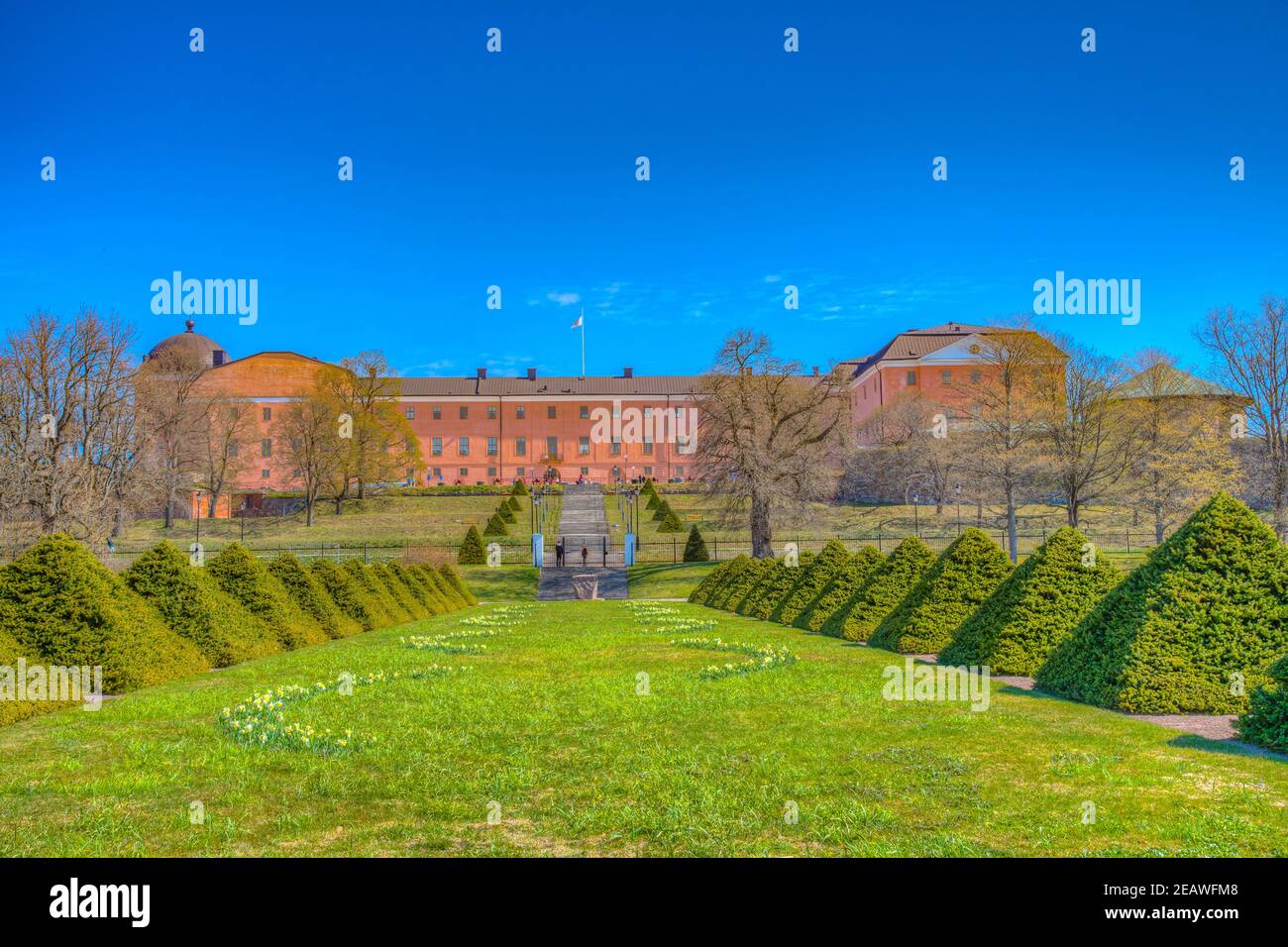 Castle in Uppsala viewed from the botanical garden, Sweden Stock Photo ...