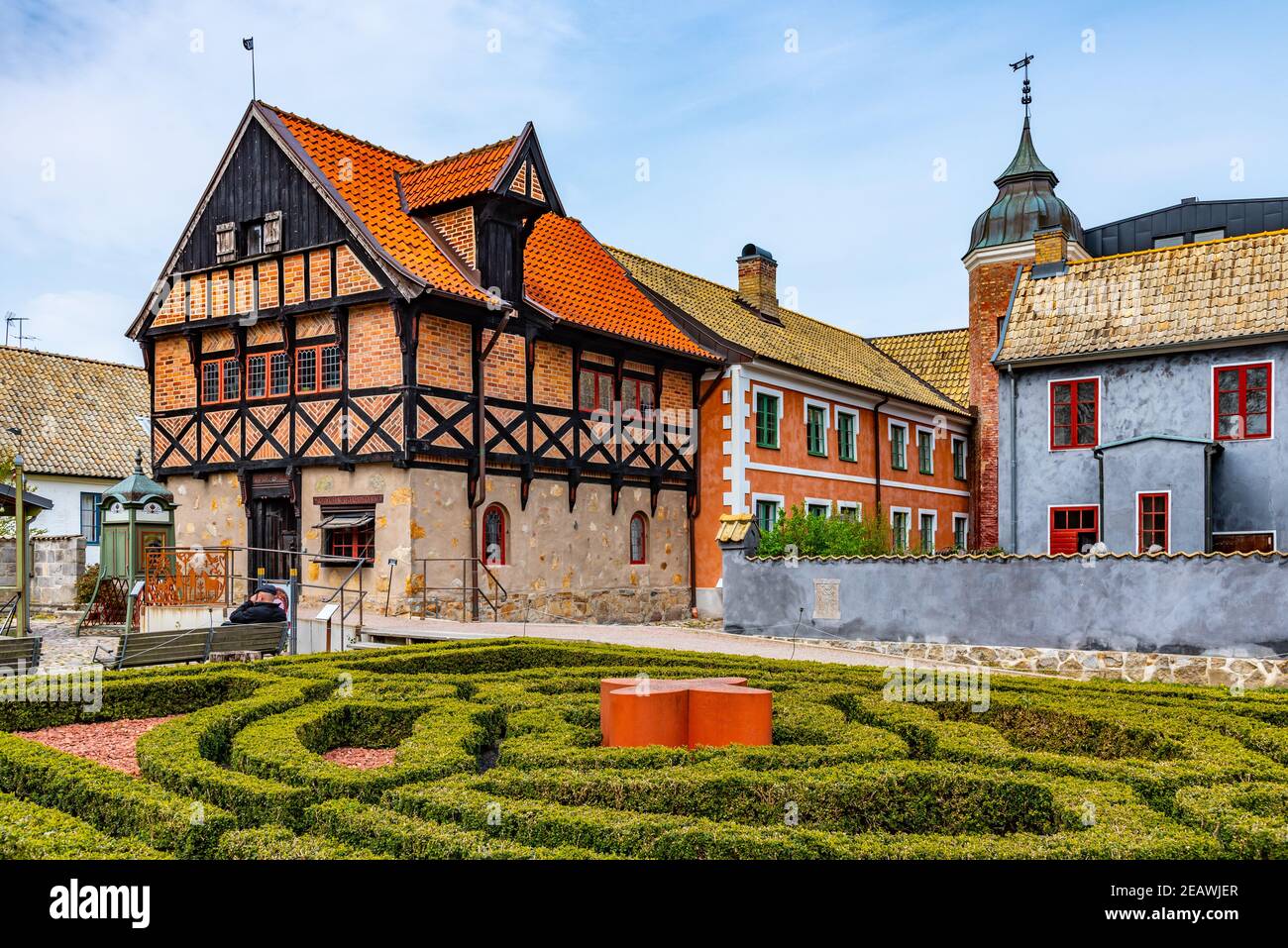 Mansions at the Kulturen openair museum in Lund, Sweden Stock Photo