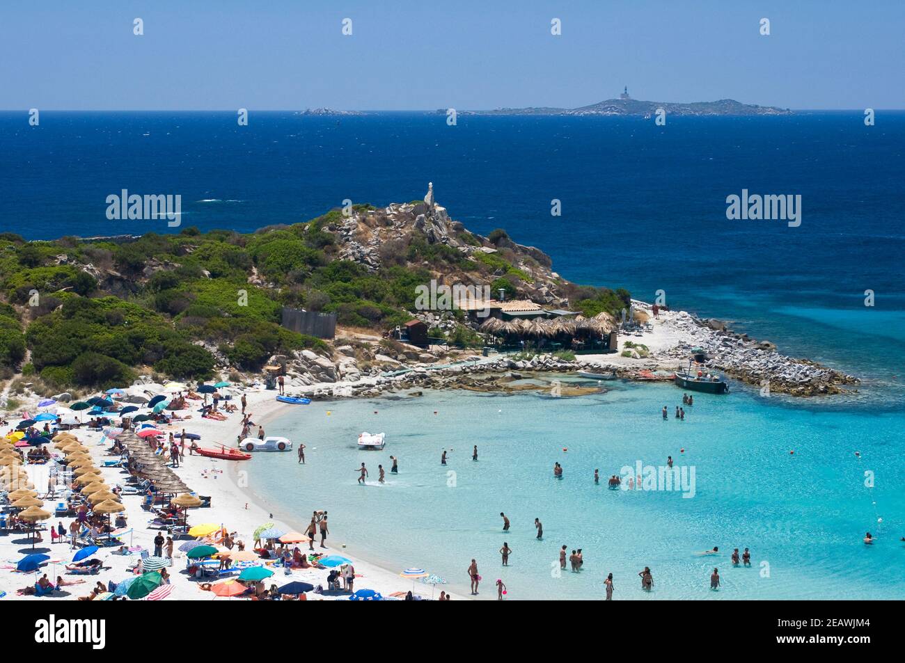 Chiosco ' I Due Mari', Punta Molentis, Villasimius, Cagliari district, Sardinia, Italy, Europe Stock Photo