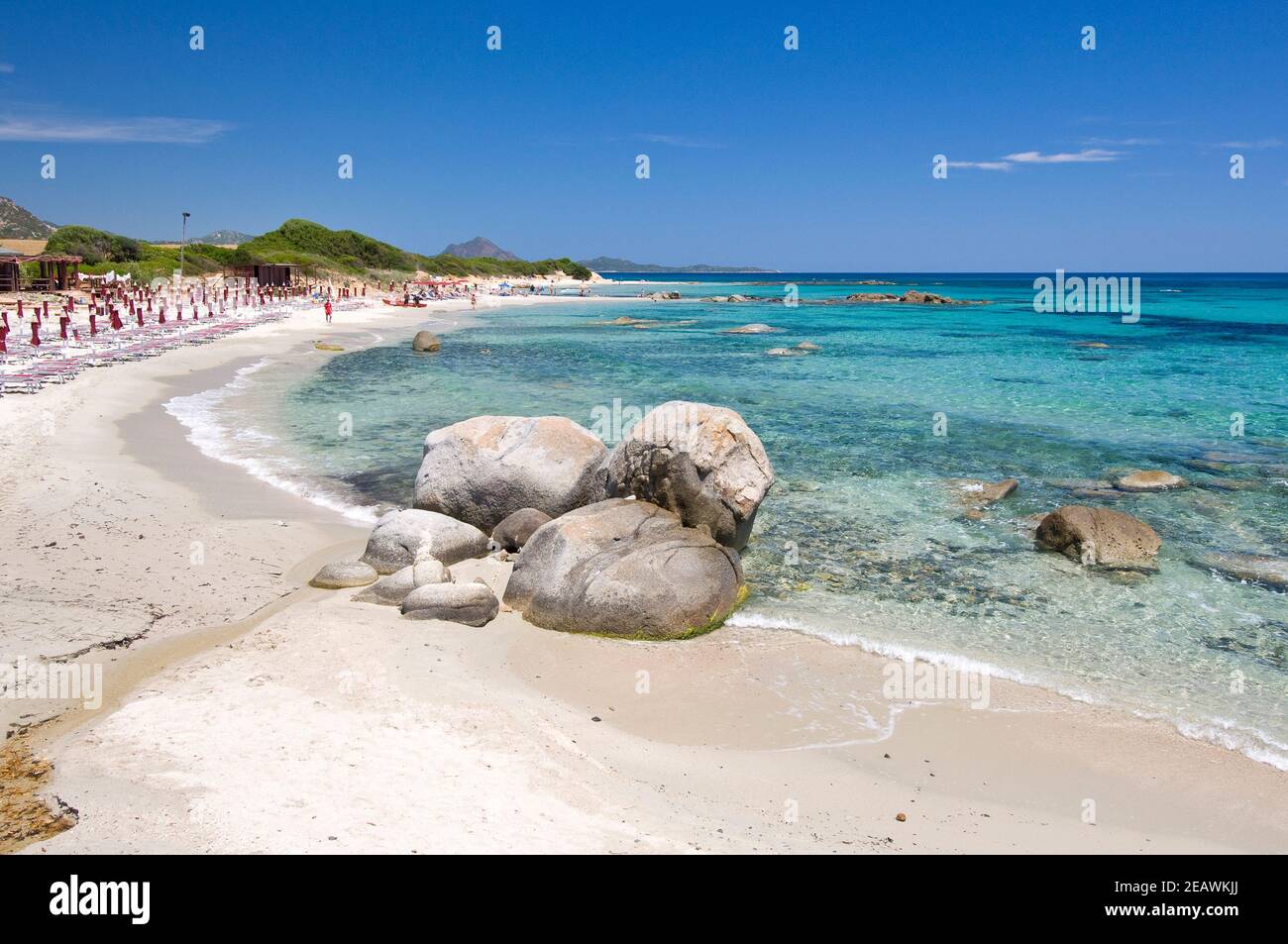 white sand, rocks and cristal emerald water in Sant'Elmo beach, southeast  sardinia Stock Photo - Alamy