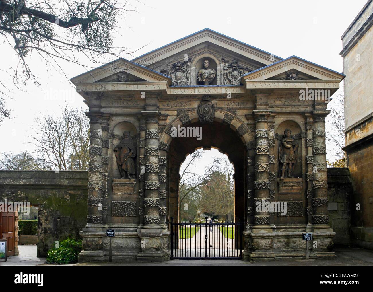The Danby Gateway, entrance to The Botanic Garden in Oxford, UK. Oldest botanical garden in Britain with entrance built in 1633 Stock Photo
