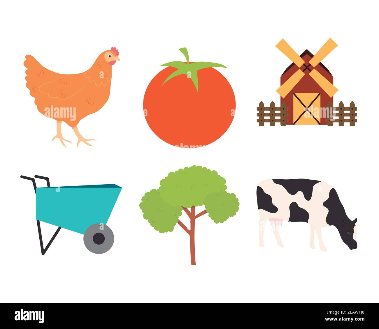 animals and farm icon set over white background, colorful design, vector illustration Stock Vector