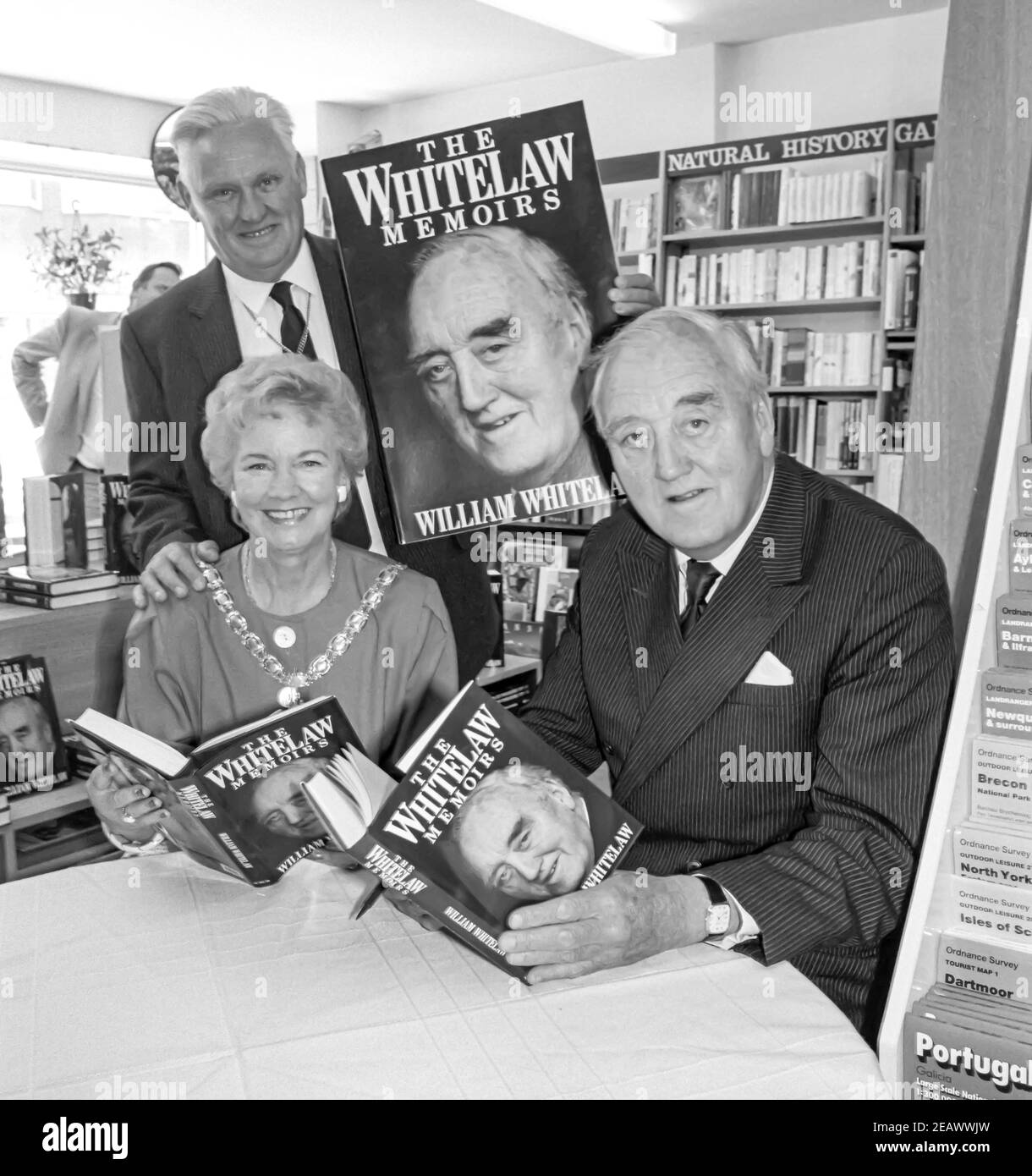 HEMEL HEMPSTEAD - ENGLAND. Willie Whitelaw at his book launch ’The Whitelaw Memories’ at WH Smiths with the local mayor Betty Lees in Hemel Hempstead, Stock Photo
