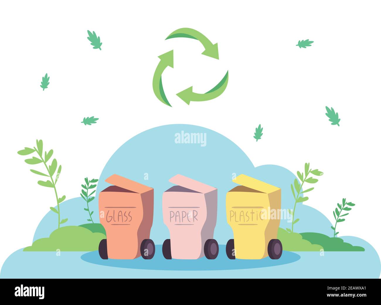 Zero waste recycle trashes outside design, Save planet eco green theme ...