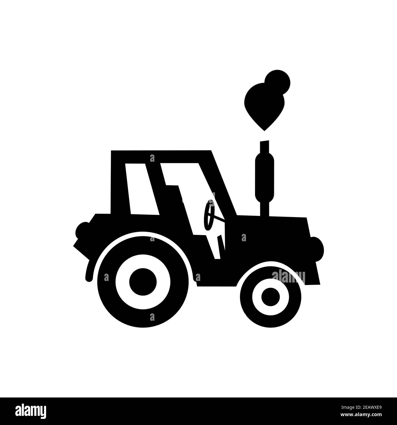 Vector black tractor icon on a white background, silhouette Stock ...