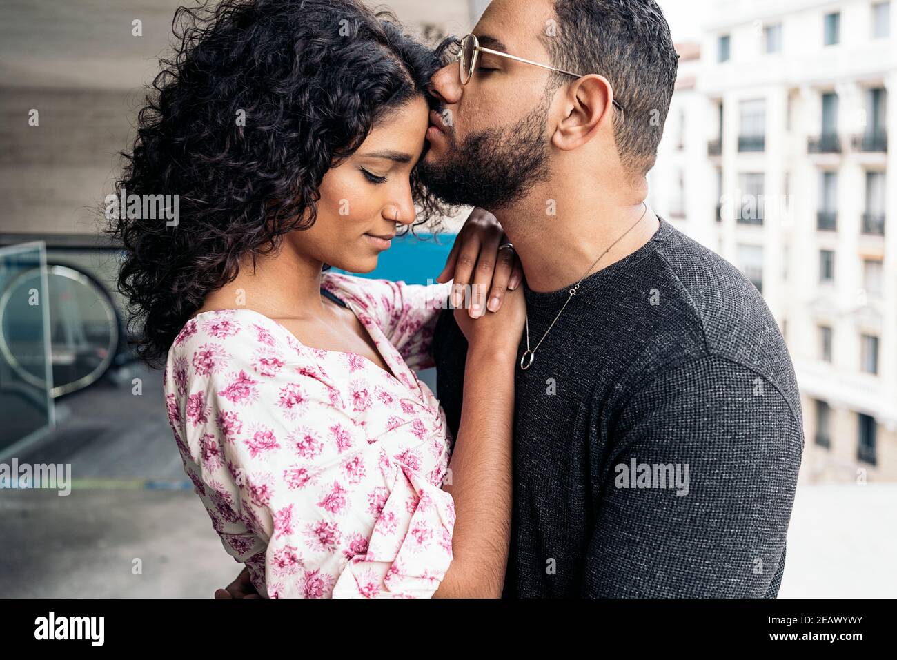 Affectionate And Happy Black Couple Together Outdoors Stock Photo