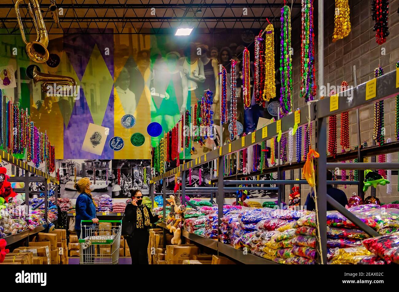 People shop for Mardi Gras supplies at Toomey s Mardi Gras shop Feb. 8 2021 in Mobile Alabama Stock Photo Alamy