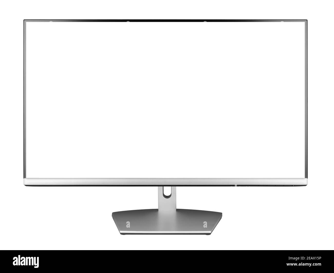 Modern silver black LED computer flat screen display monitor isolated on white background. pc hardware electronics technology concept Stock Photo