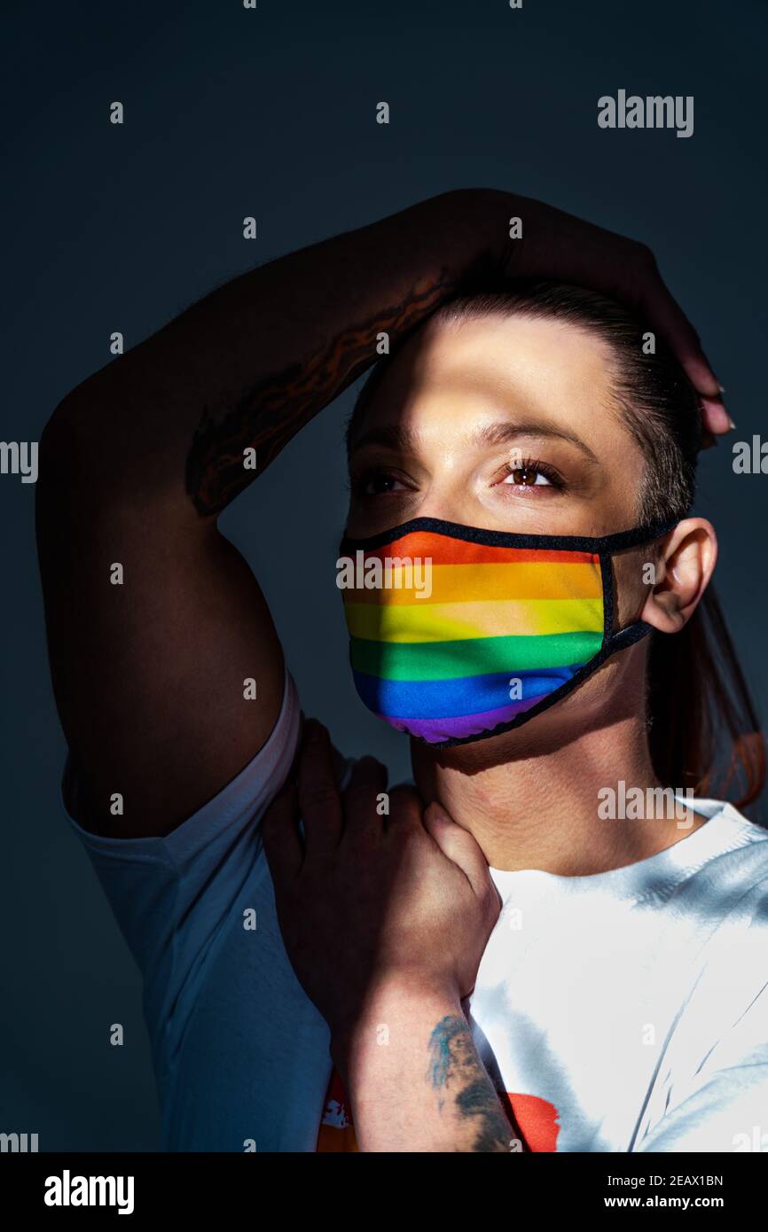 Transgender fighting for lgbtq community rights - Transsexual male  portrait, conceptual support for gay people, lesbians, transgender and  against homo Stock Photo - Alamy