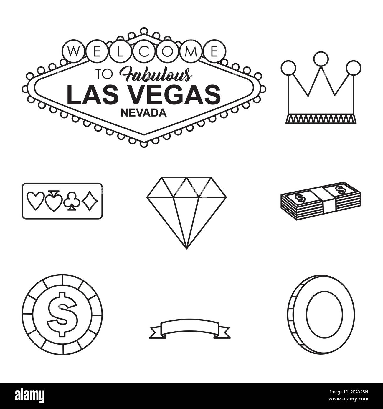 icon set of casino and las vegas over white background, line style, vector  illustration Stock Vector Image & Art - Alamy