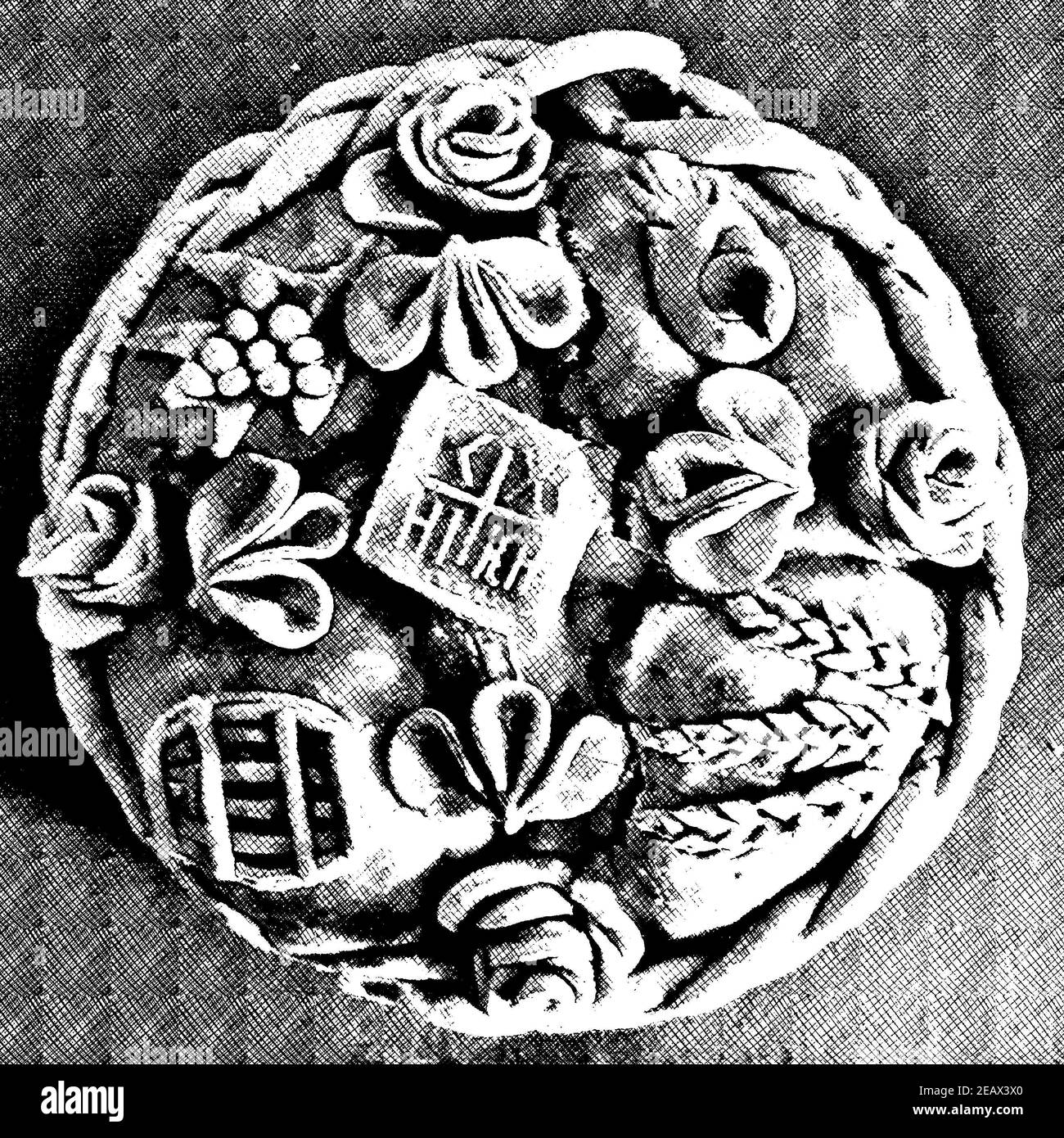 Homemade decorated Serbian slava bread. Illustration Stock Photo - Alamy