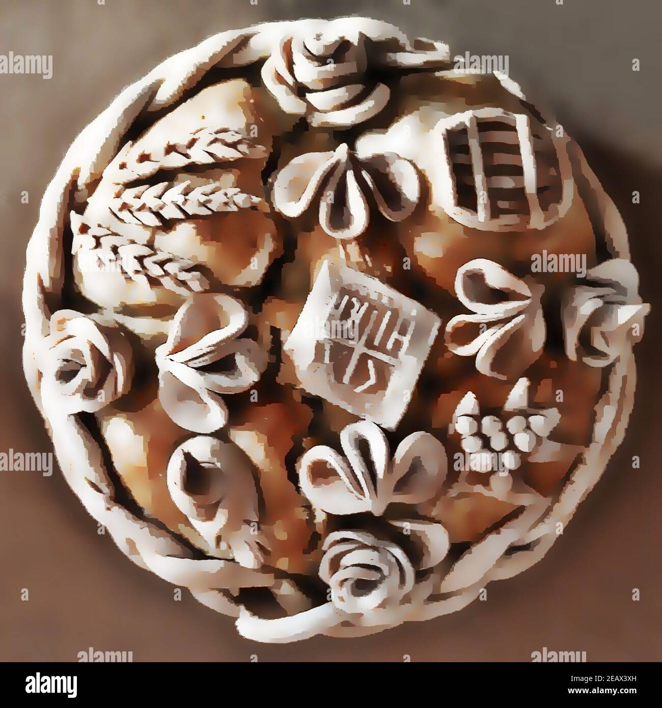 Homemade decorated Serbian slava bread. Illustration Stock Photo - Alamy