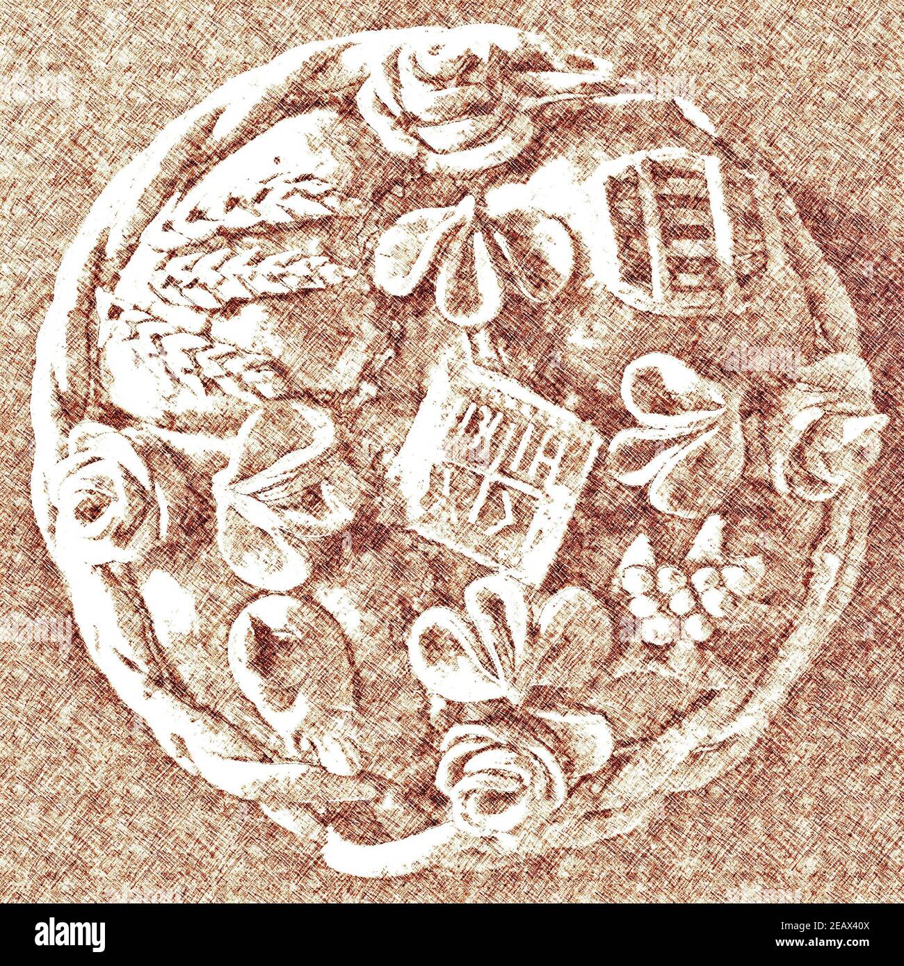 Homemade decorated Serbian slava bread. Illustration Stock Photo - Alamy