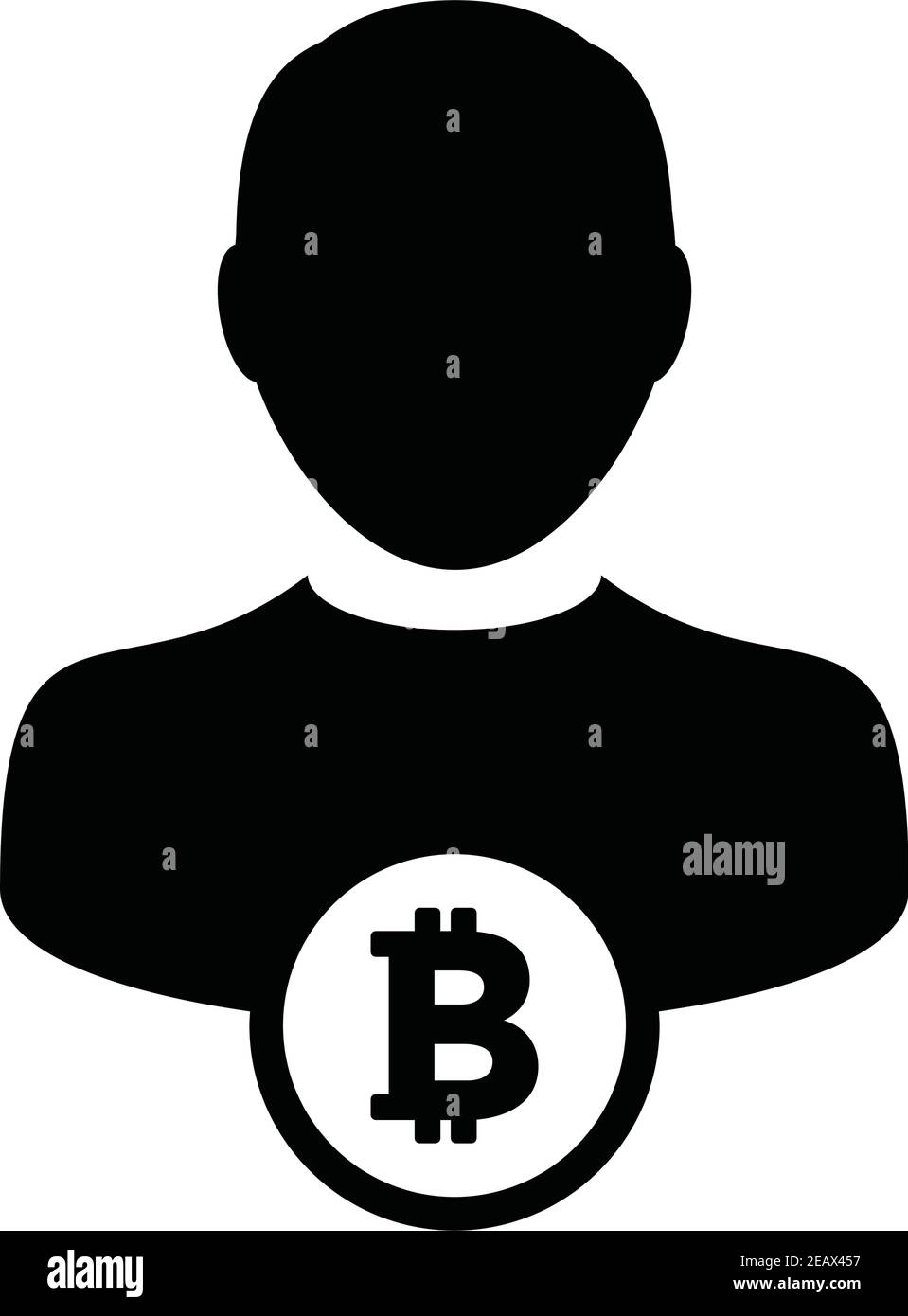 Crypto icon vector bitcoin digital currency symbol with male person profile  avatar for wallet in a glyph pictogram illustration Stock Vector Image &  Art - Alamy