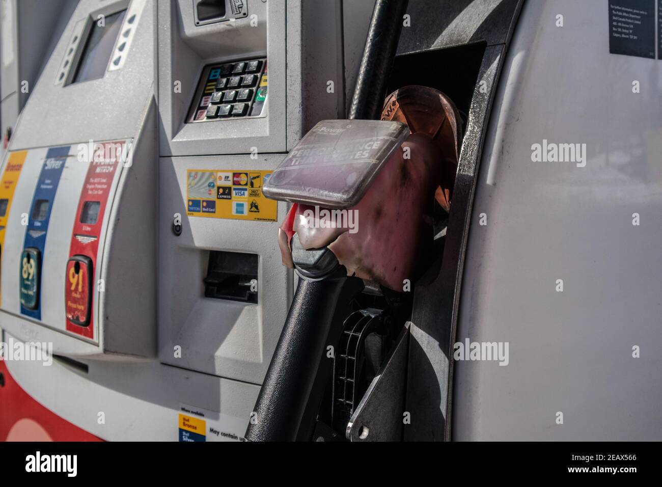 Gas pumps, closer look Stock Photo Alamy