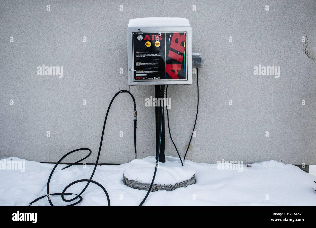 An air compressor at a gas station Stock Photo Alamy