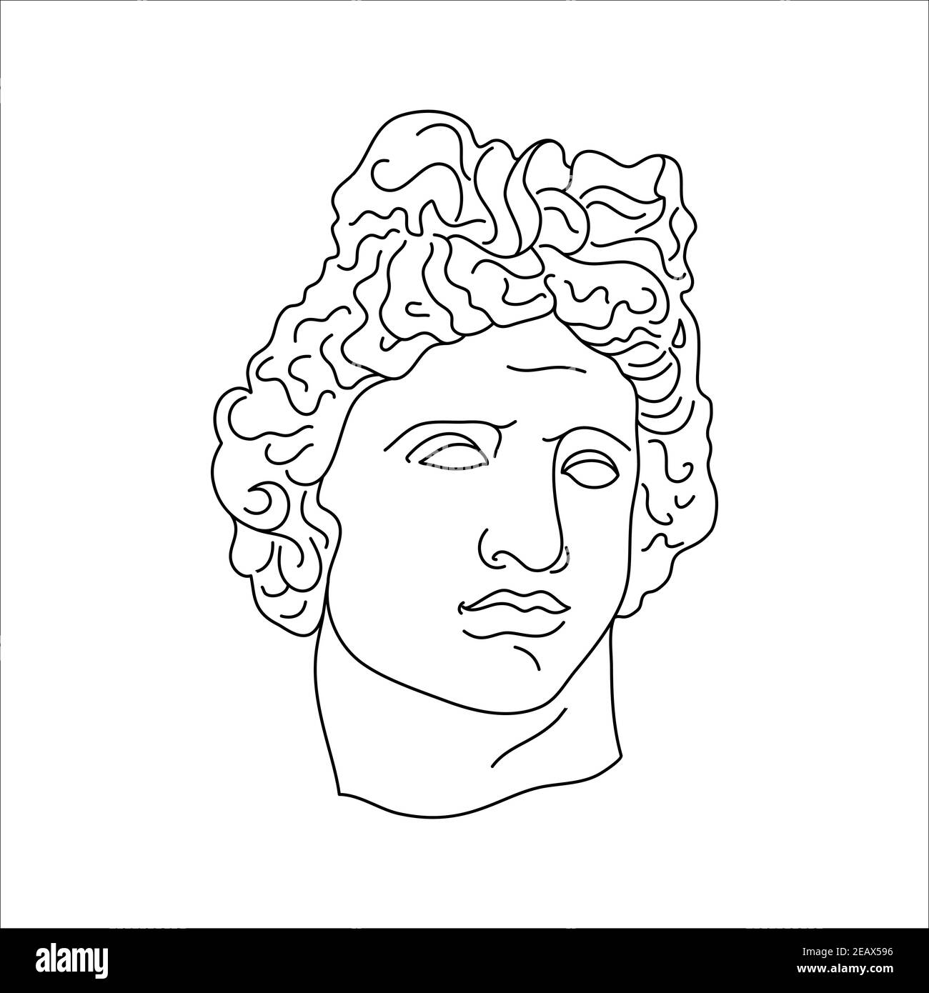 Antique Sculpture of Apollo in a Minimal Liner Trendy Style. Vector Illustration of the Greek God for Prints on t-Shirts Stock Vector