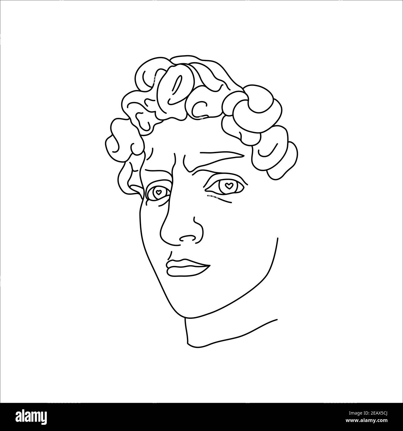Antique Sculpture of David in a Minimal Liner Trendy Style. Vector