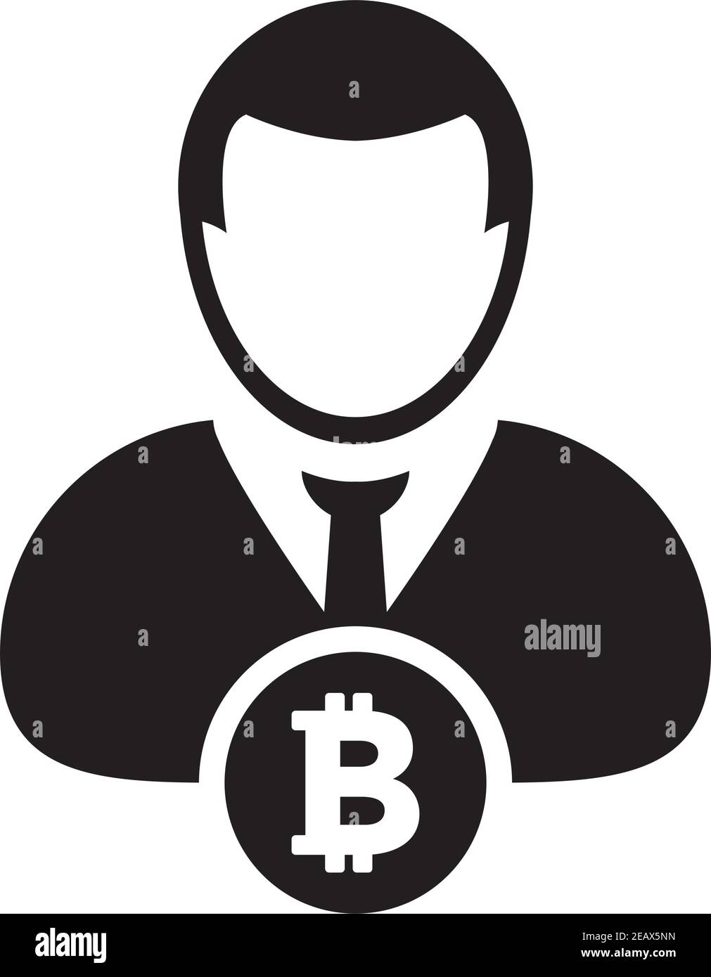 Bitcoin icon vector cryptocurrency symbol with male person profile avatar  for digital currency in a glyph pictogram illustration Stock Vector Image   Art  Alamy