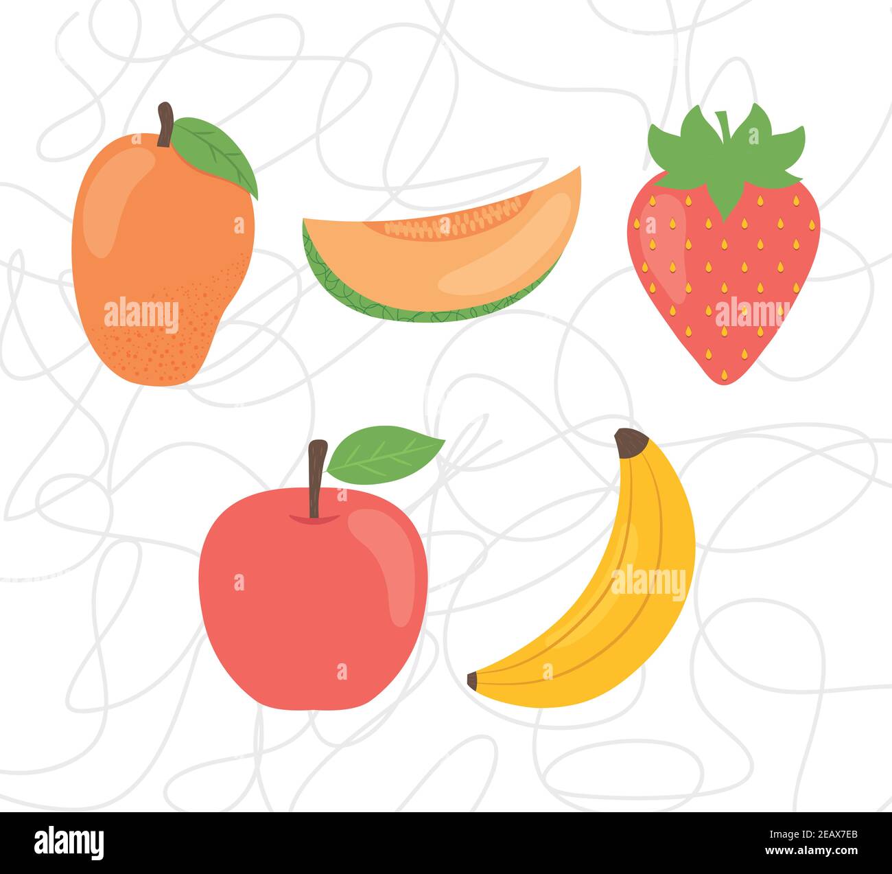 icon set of tropical fruits over white background, flat style, vector ...
