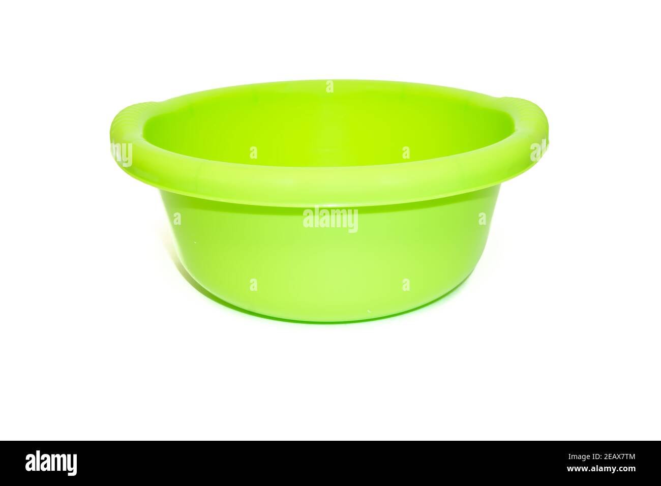 Green plastic bowl isolated on white background Stock Photo