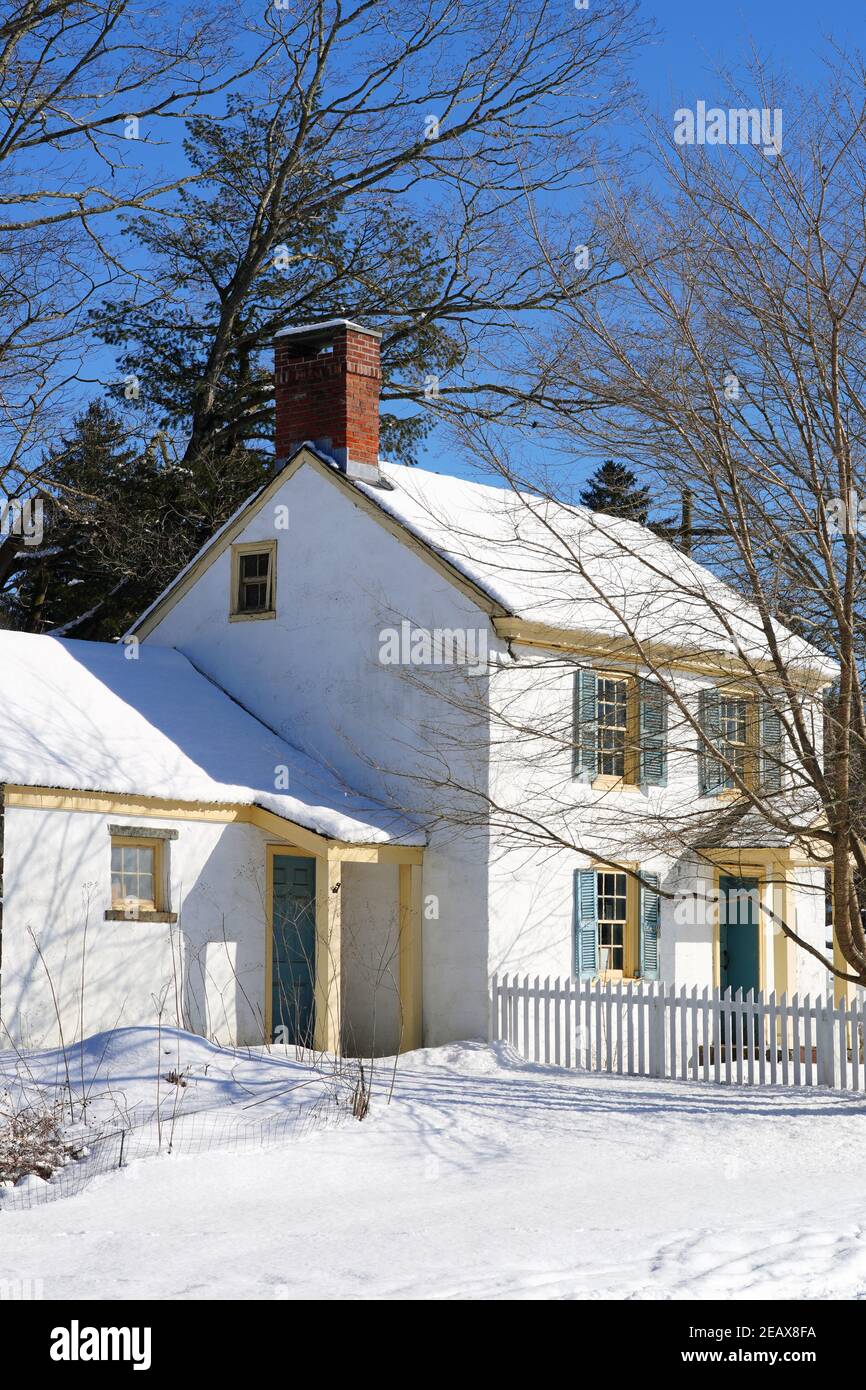 WASHINGTON CROSSING, NJ8 FEB 2021 Winter view of the landmark Nelson House in Washington