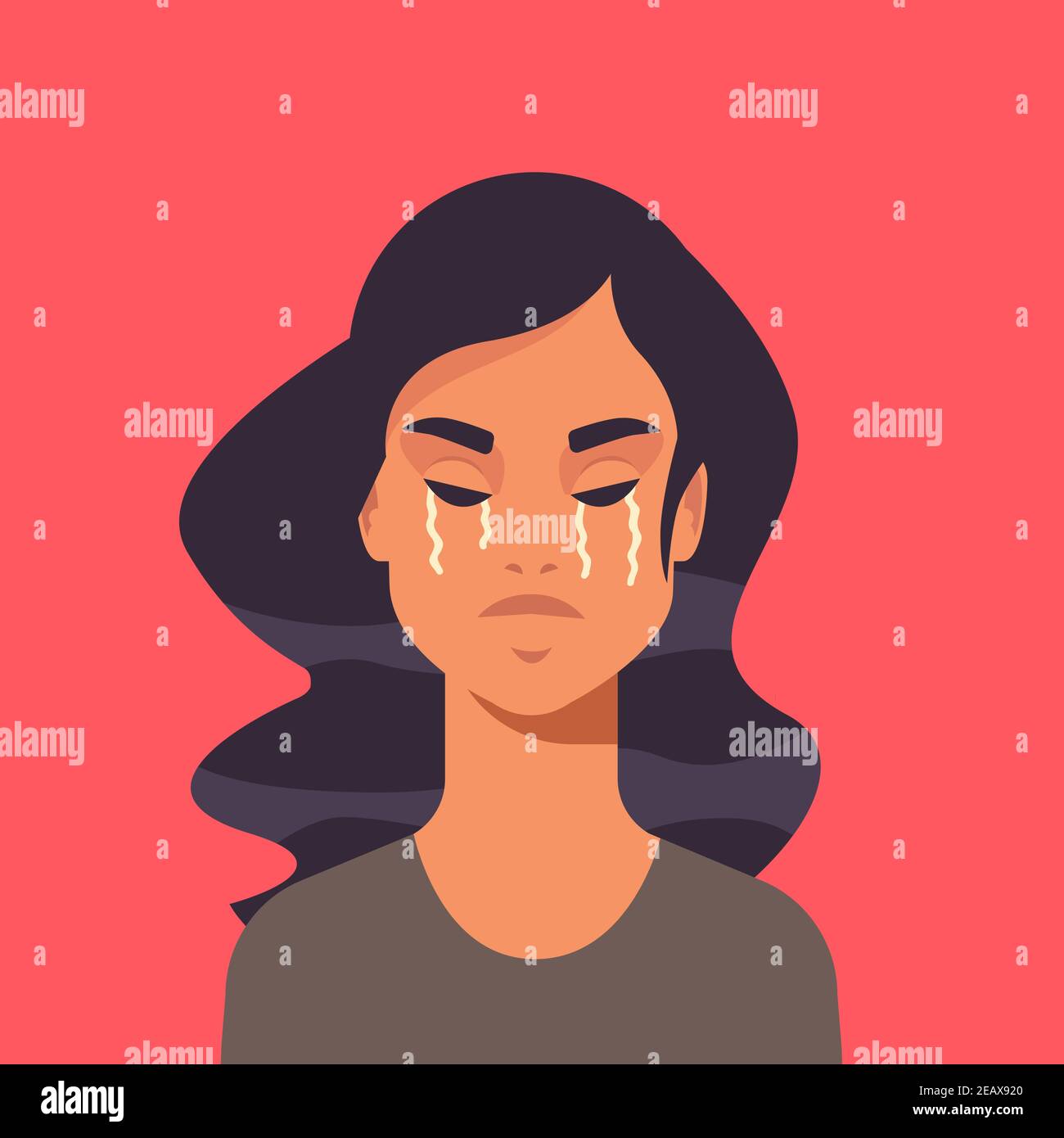 unhappy terrified girl crying stop violence and aggression against women concept portrait vector