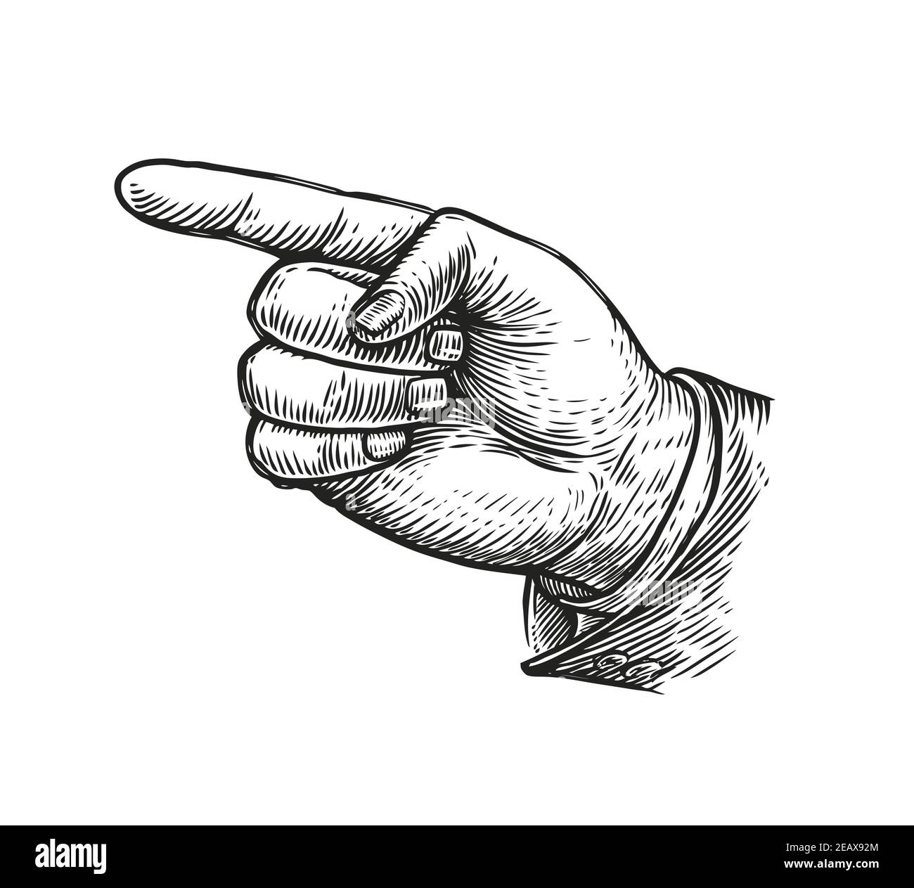 Vintage pointing finger vector illustration hires stock photography