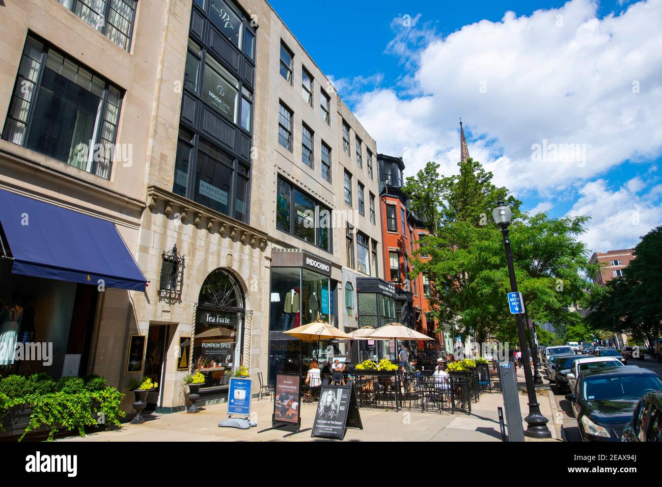 Historic commercial buildings on 85 Newbury Street at Clarendon Street